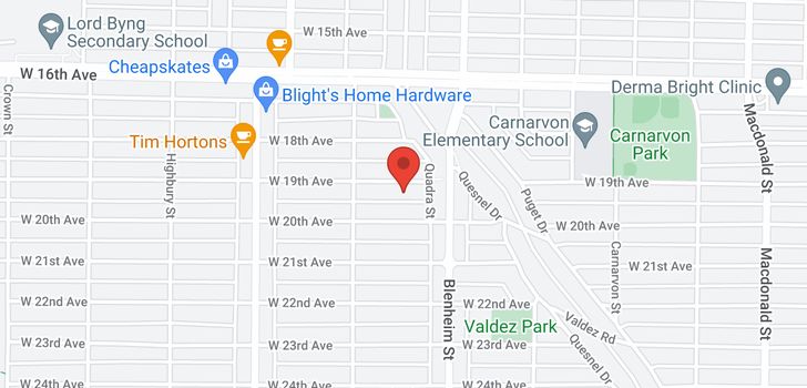map of 3388 W 19TH AVENUE
